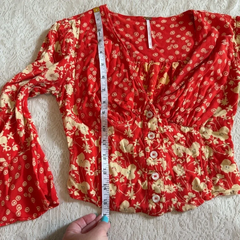 Free People Lady Bohemian coral floral top
